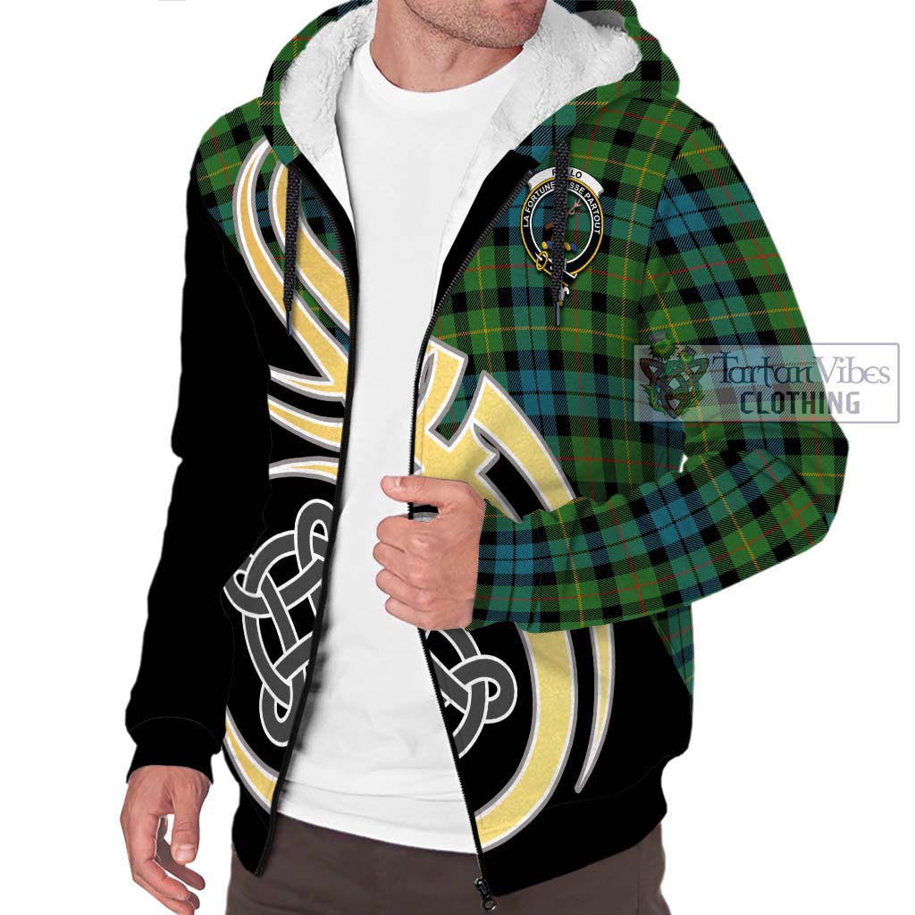 Rollo Ancient Tartan Sherpa Hoodie with Family Crest and Celtic Symbol Style - Tartan Vibes Clothing