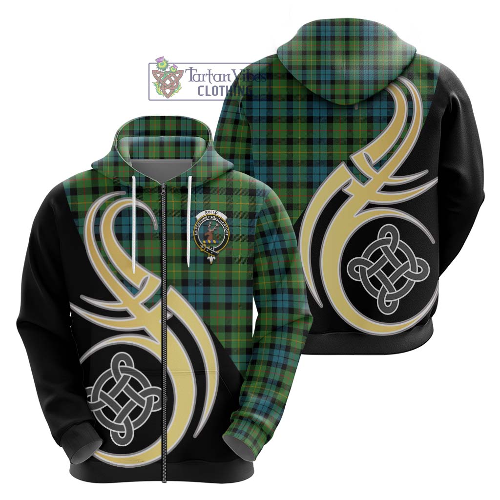 Rollo Ancient Tartan Hoodie with Family Crest and Celtic Symbol Style - Tartan Vibes Clothing