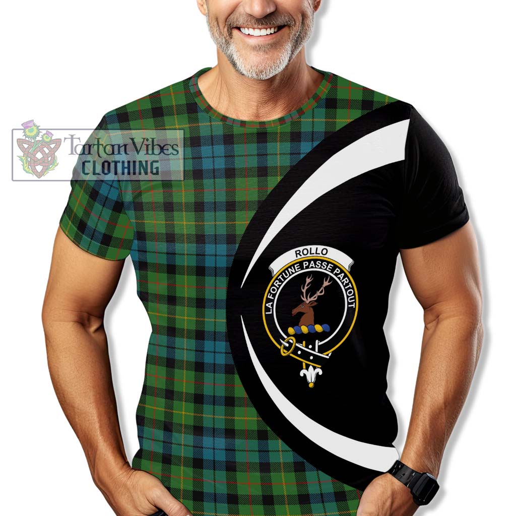 Tartan Vibes Clothing Rollo Ancient Tartan T-Shirt with Family Crest Circle Style