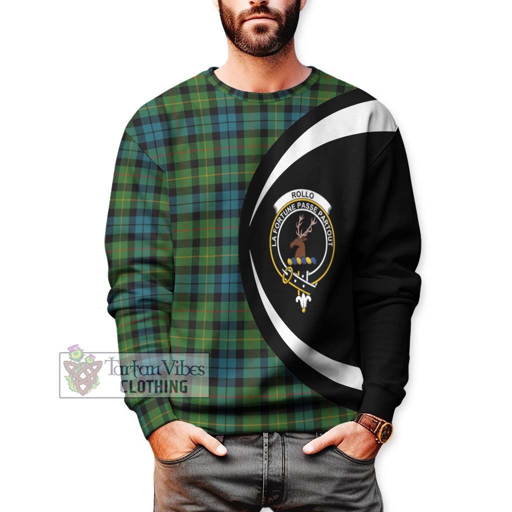 Rollo Ancient Tartan Sweatshirt with Family Crest Circle Style - Tartan Vibes Clothing