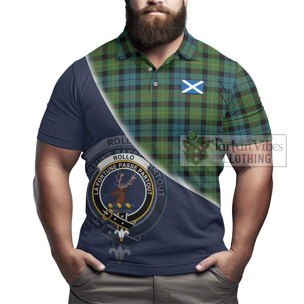 Rollo Ancient Tartan Polo Shirt with Personalised National Flag and Family Crest Half Style - Tartanvibesclothing Shop