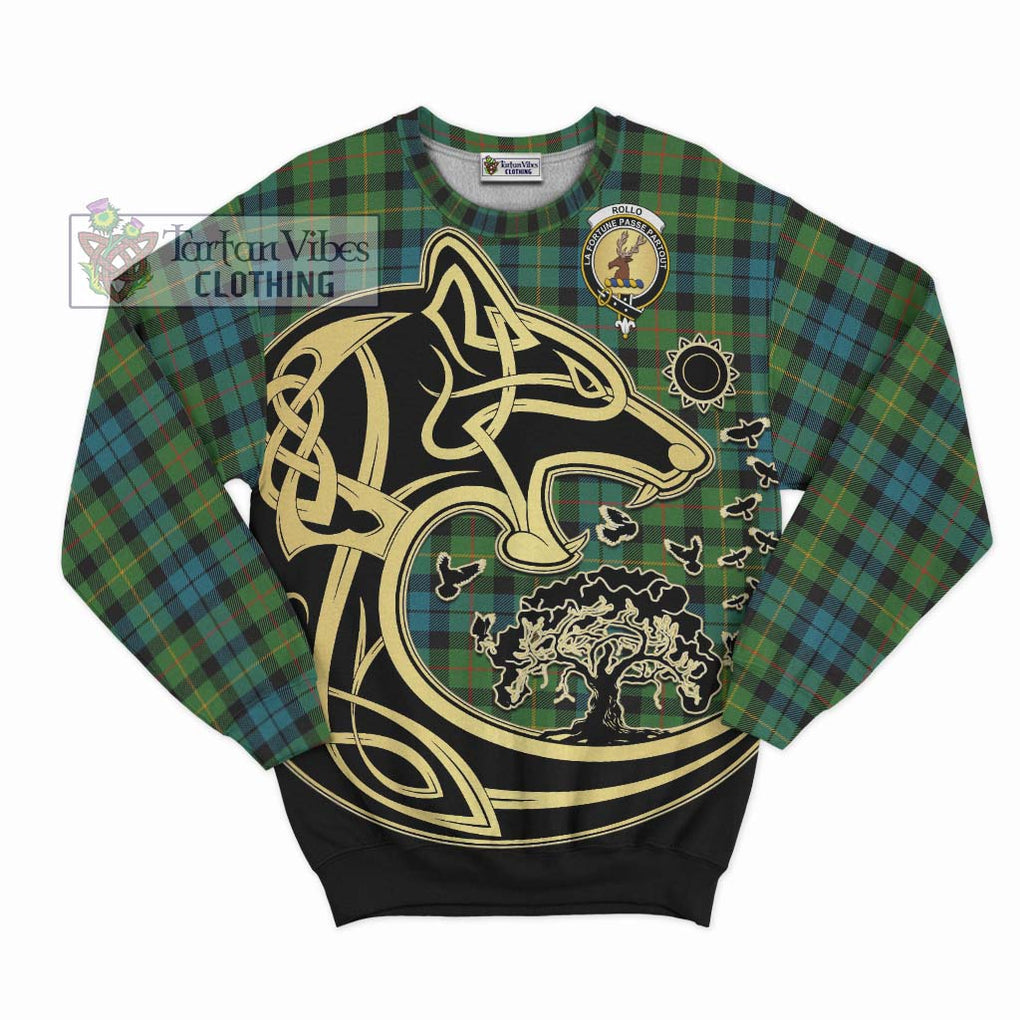 Rollo Ancient Tartan Sweatshirt with Family Crest Celtic Wolf Style - Tartan Vibes Clothing