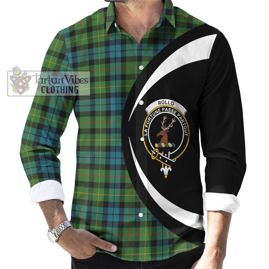 Rollo Ancient Tartan Long Sleeve Button Up with Family Crest Circle Style - Tartan Vibes Clothing