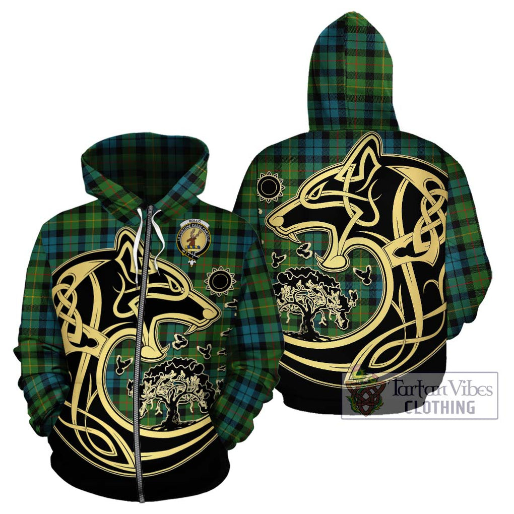 Rollo Ancient Tartan Hoodie with Family Crest Celtic Wolf Style - Tartan Vibes Clothing