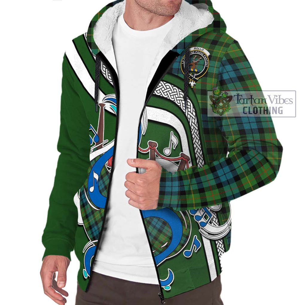 Rollo Ancient Tartan Sherpa Hoodie with Epic Bagpipe Style Unisex - Tartanvibesclothing Shop