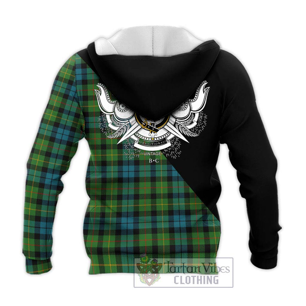 Rollo Ancient Tartan Knitted Hoodie with Family Crest and Military Logo Style - Tartanvibesclothing Shop