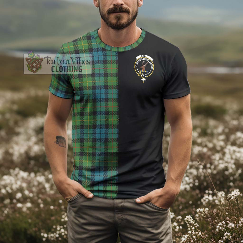 Rollo Ancient Tartan T-Shirt with Family Crest and Half Of Me Style - Tartanvibesclothing Shop