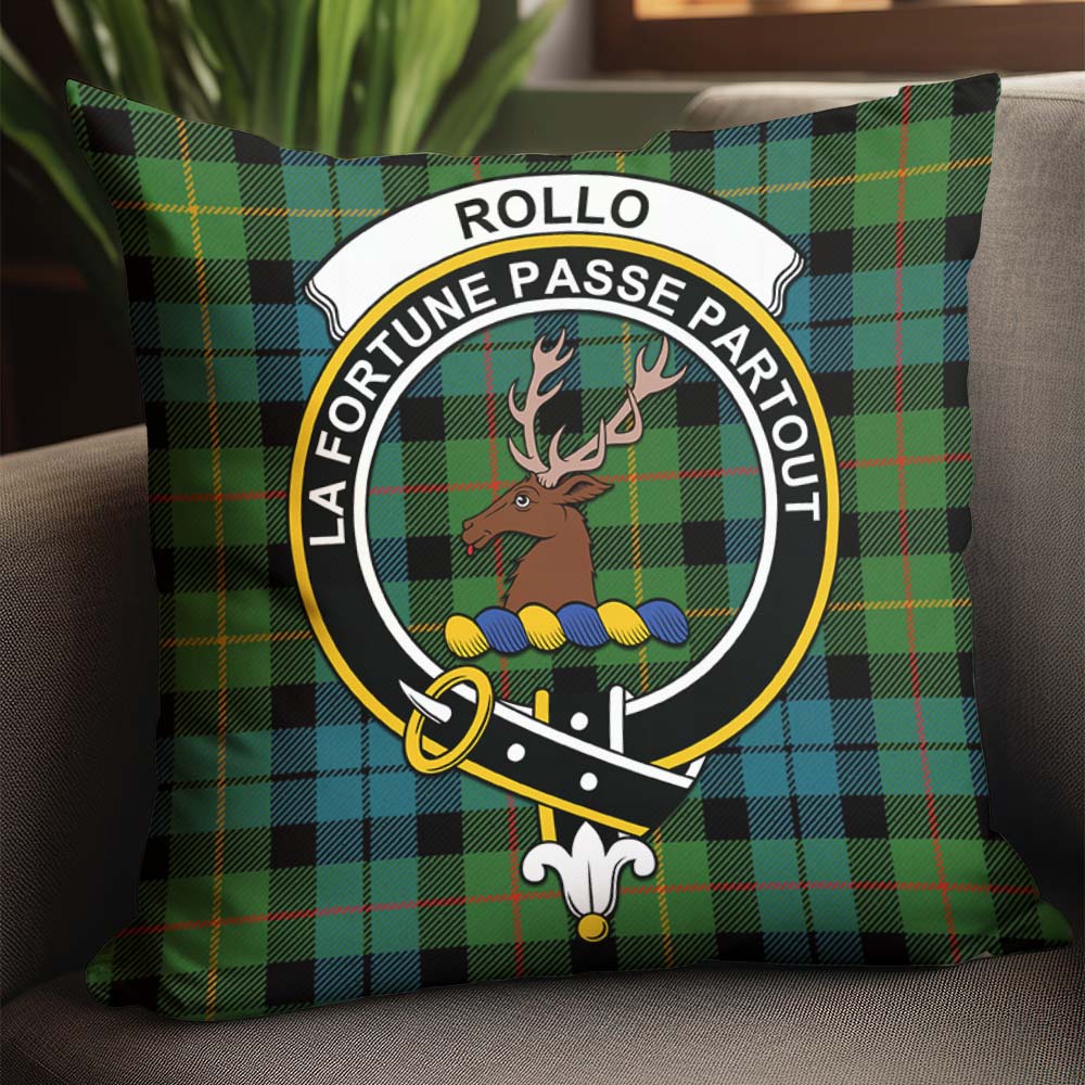 Rollo Ancient Tartan Pillow Cover with Family Crest - Tartanvibesclothing