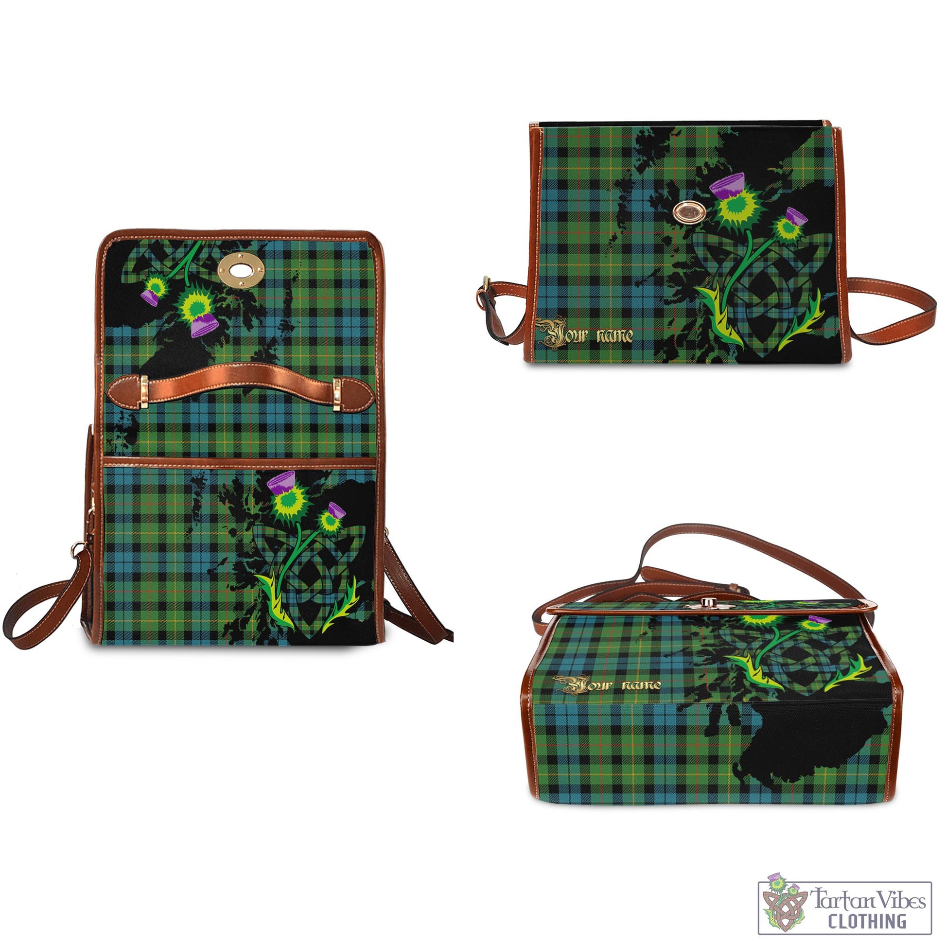 Tartan Vibes Clothing Rollo Ancient Tartan Waterproof Canvas Bag with Scotland Map and Thistle Celtic Accents