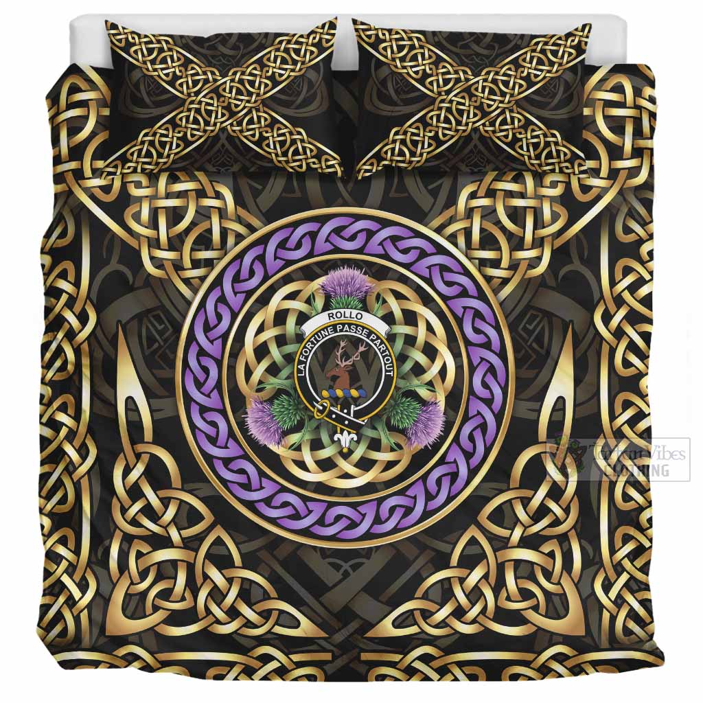 Rollo Clan Crest Bedding Set Celtic Scottish Thistle UK Bedding Set UK Super King 104*94 inch - Tartan Vibes Clothing