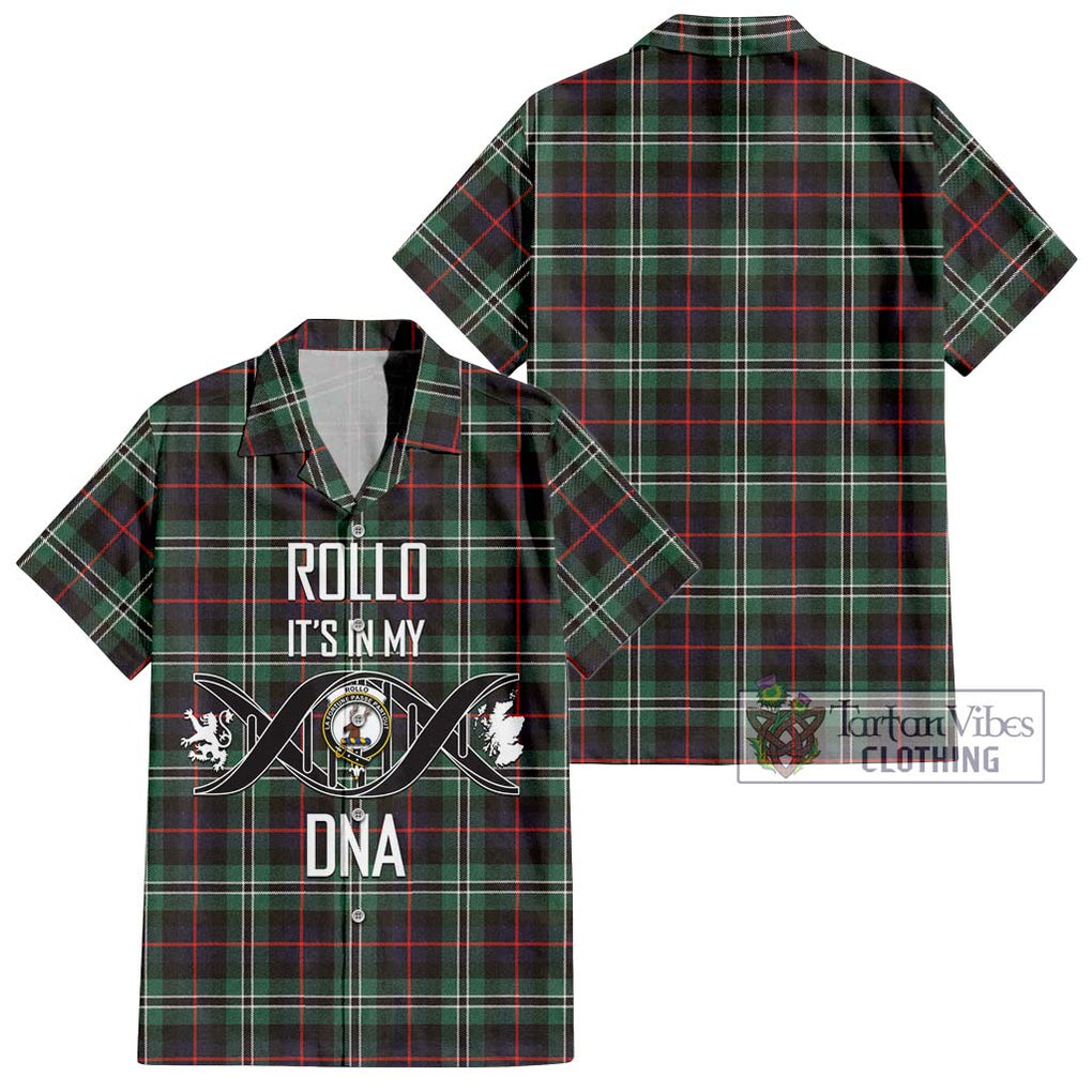 Rollo Hunting Tartan Short Sleeve Button Shirt with Family Crest DNA In Me Style Kid - Tartanvibesclothing Shop