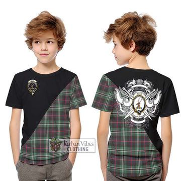 Rollo Hunting Tartan Kid T-Shirt with Family Crest and Military Logo Style