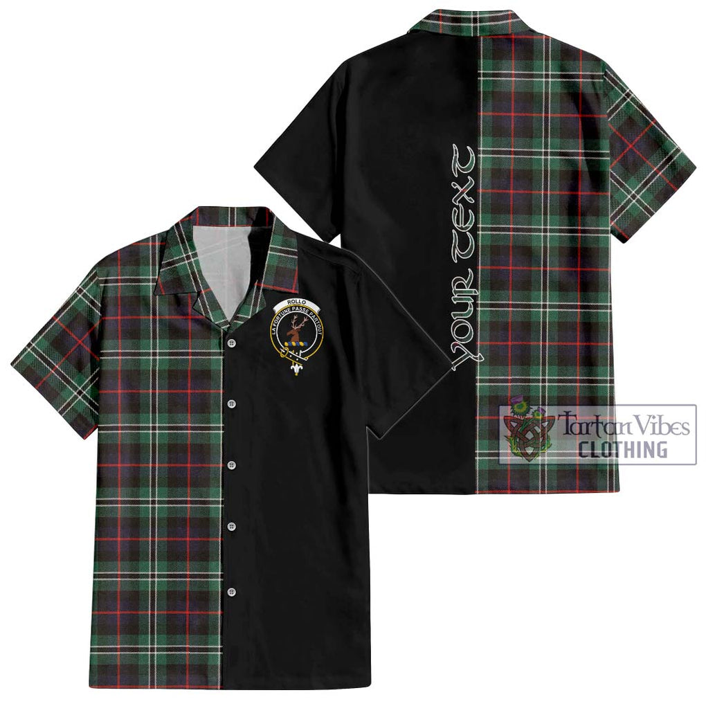 Rollo Hunting Tartan Short Sleeve Button Shirt with Family Crest and Half Of Me Style Kid - Tartanvibesclothing Shop