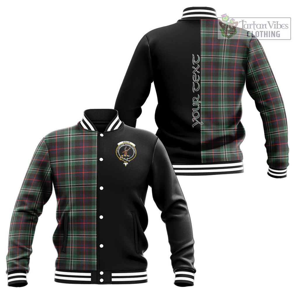 Rollo Hunting Tartan Baseball Jacket with Family Crest and Half Of Me Style Unisex - Tartanvibesclothing Shop