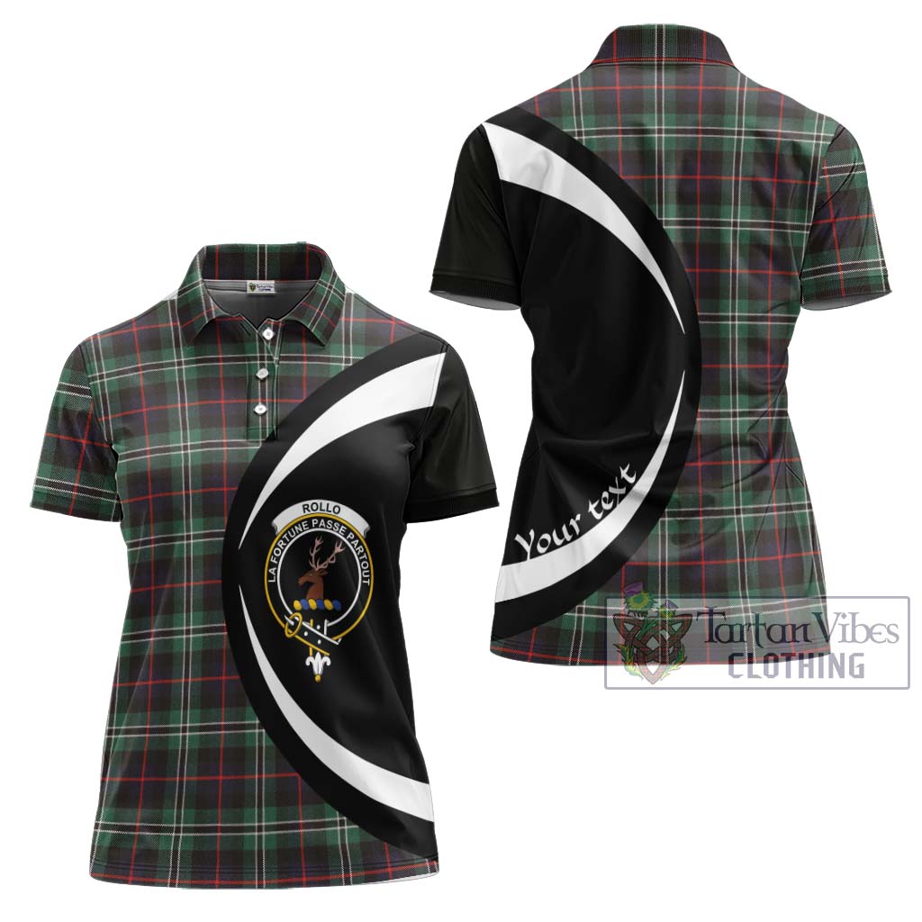 Rollo Hunting Tartan Women's Polo Shirt with Family Crest Circle Style Women - Tartan Vibes Clothing