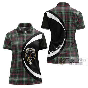 Rollo Hunting Tartan Women's Polo Shirt with Family Crest Circle Style