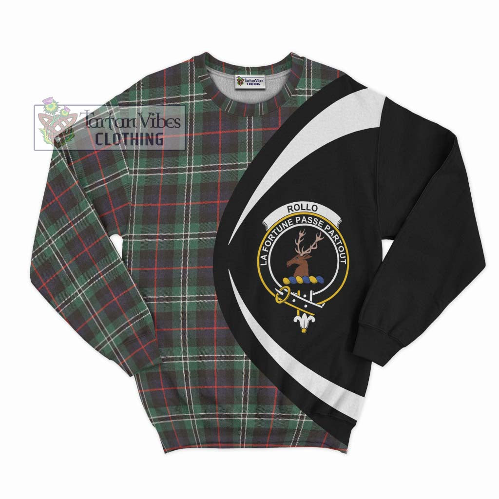 Rollo Hunting Tartan Sweatshirt with Family Crest Circle Style Unisex - Tartan Vibes Clothing