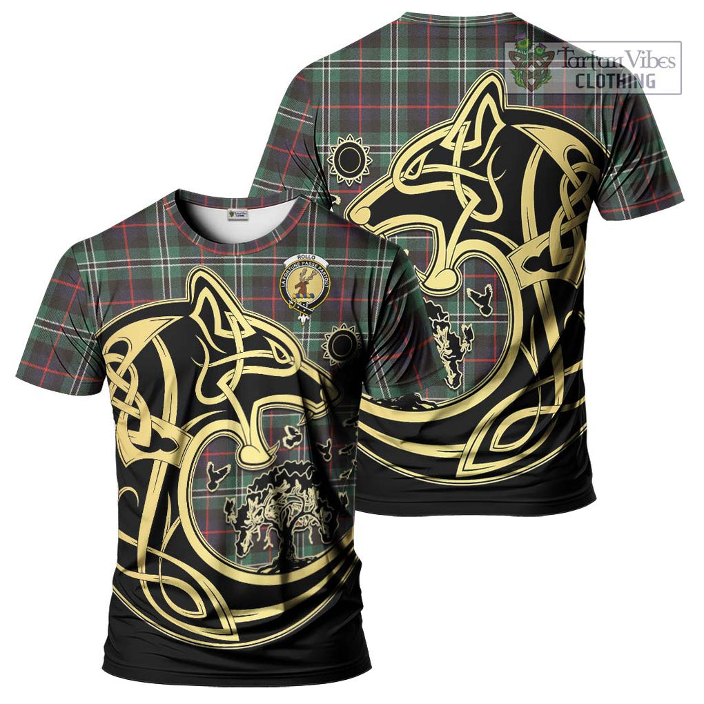 Rollo Hunting Tartan T-Shirt with Family Crest Celtic Wolf Style Kid's Shirt - Tartan Vibes Clothing