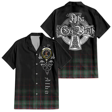 Rollo Hunting Tartan Short Sleeve Button Up Shirt Featuring Alba Gu Brath Family Crest Celtic Inspired