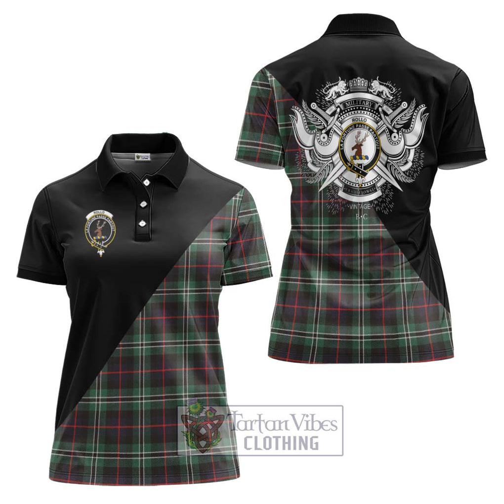 Rollo Hunting Tartan Women's Polo Shirt with Family Crest and Military Logo Style Women - Tartanvibesclothing Shop