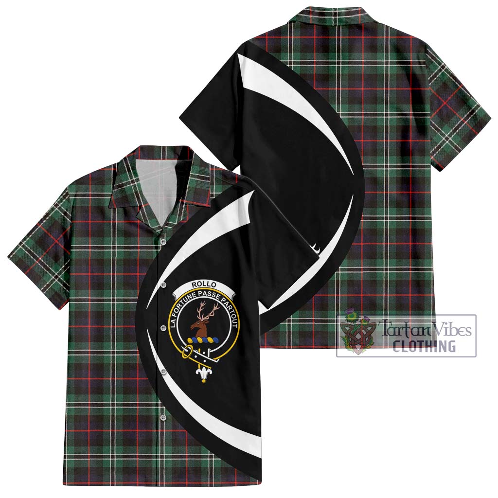 Rollo Hunting Tartan Short Sleeve Button Up with Family Crest Circle Style Kid - Tartan Vibes Clothing