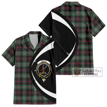 Rollo Hunting Tartan Short Sleeve Button Up with Family Crest Circle Style