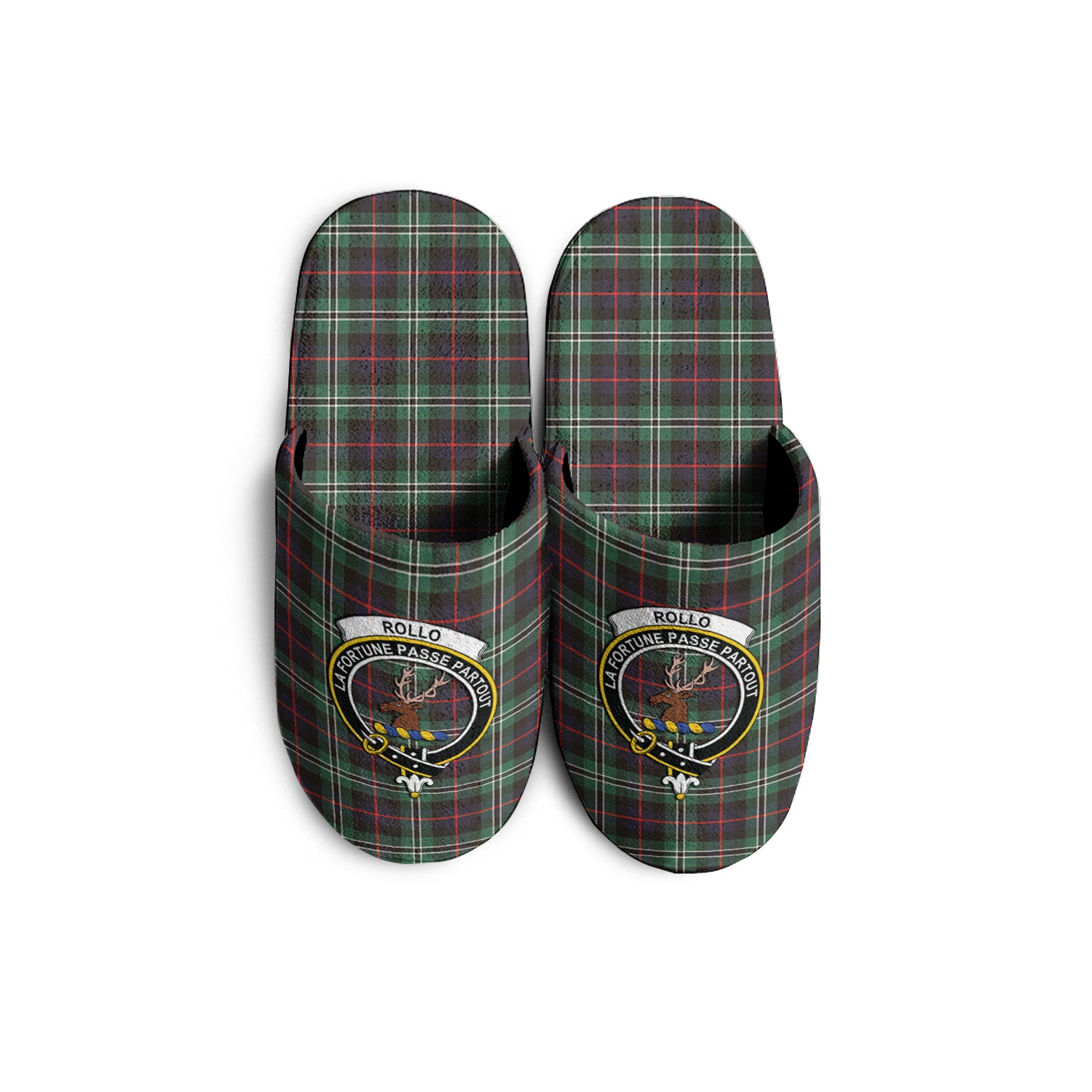 Rollo Hunting Tartan Home Slippers with Family Crest KIDS - Tartan Vibes Clothing