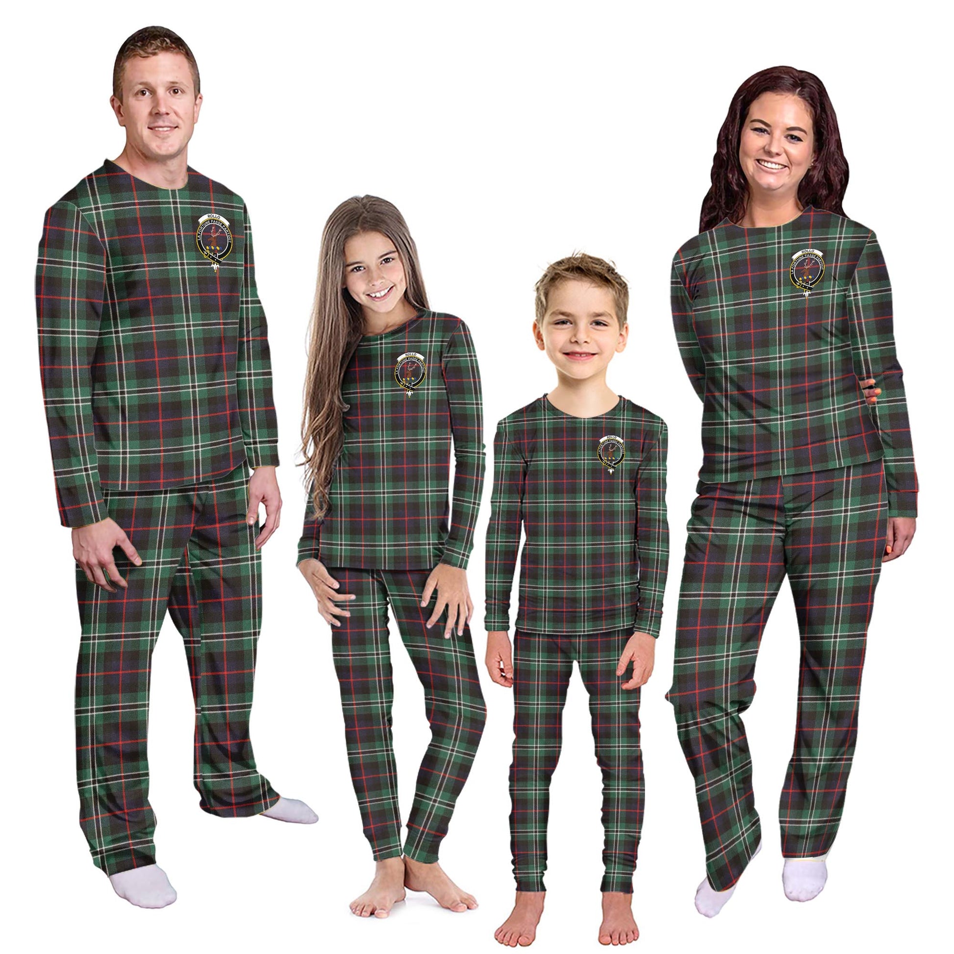 Rollo Hunting Tartan Pajamas Family Set with Family Crest - Tartanvibesclothing