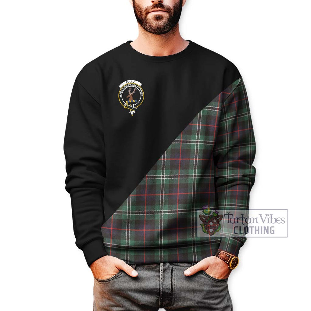 Rollo Hunting Tartan Sweatshirt with Family Crest and Military Logo Style Unisex - Tartanvibesclothing Shop