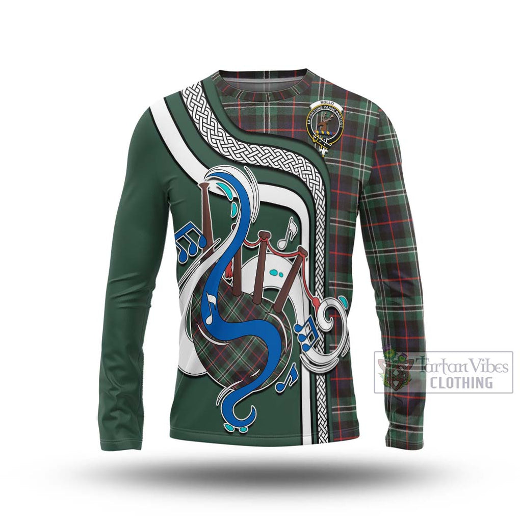 Tartan Vibes Clothing Rollo Hunting Tartan Long Sleeve T-Shirt with Epic Bagpipe Style