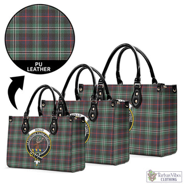 Rollo Hunting Tartan Luxury Leather Handbags with Family Crest