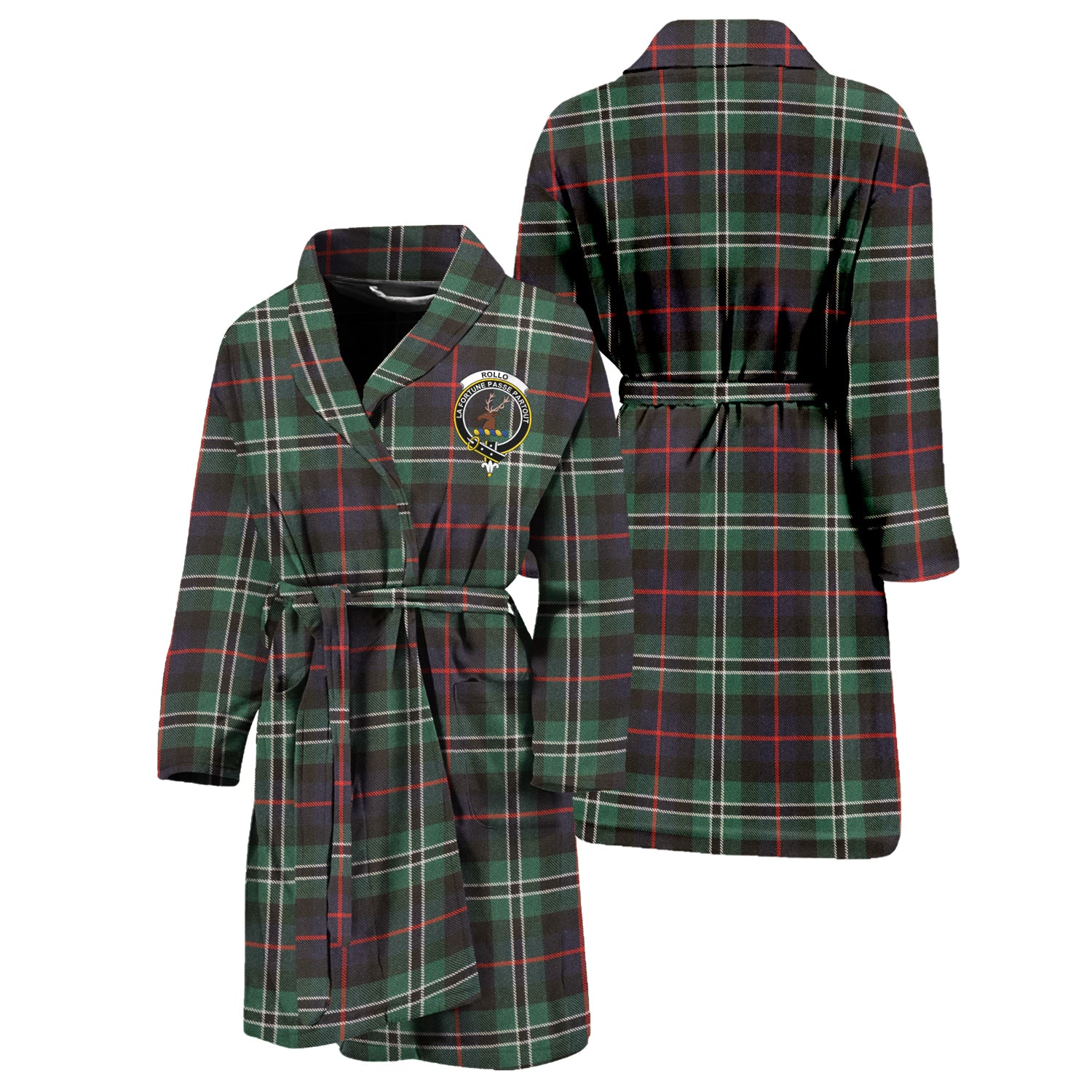 Rollo Hunting Tartan Bathrobe with Family Crest Unisex S - Tartan Vibes Clothing