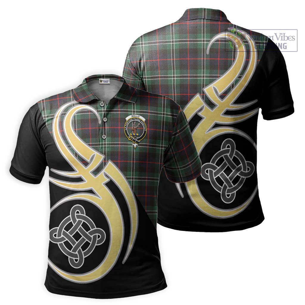 Tartan Vibes Clothing Rollo Hunting Tartan Polo Shirt with Family Crest and Celtic Symbol Style