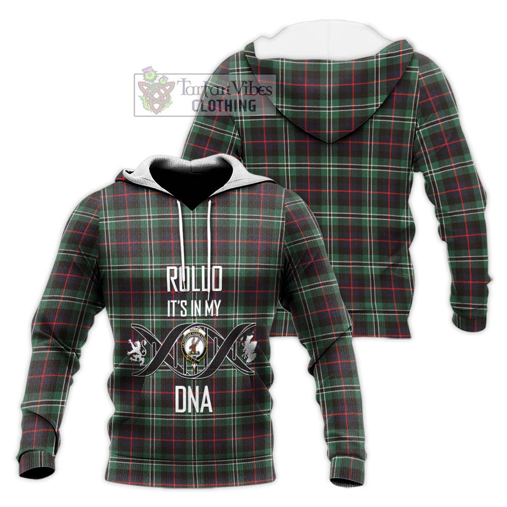 Rollo Hunting Tartan Knitted Hoodie with Family Crest DNA In Me Style Unisex Knitted Pullover Hoodie - Tartanvibesclothing Shop