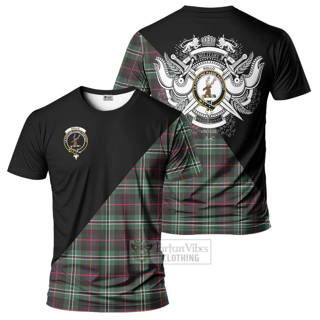 Rollo Hunting Tartan T-Shirt with Family Crest and Military Logo Style Kid's Shirt - Tartanvibesclothing Shop