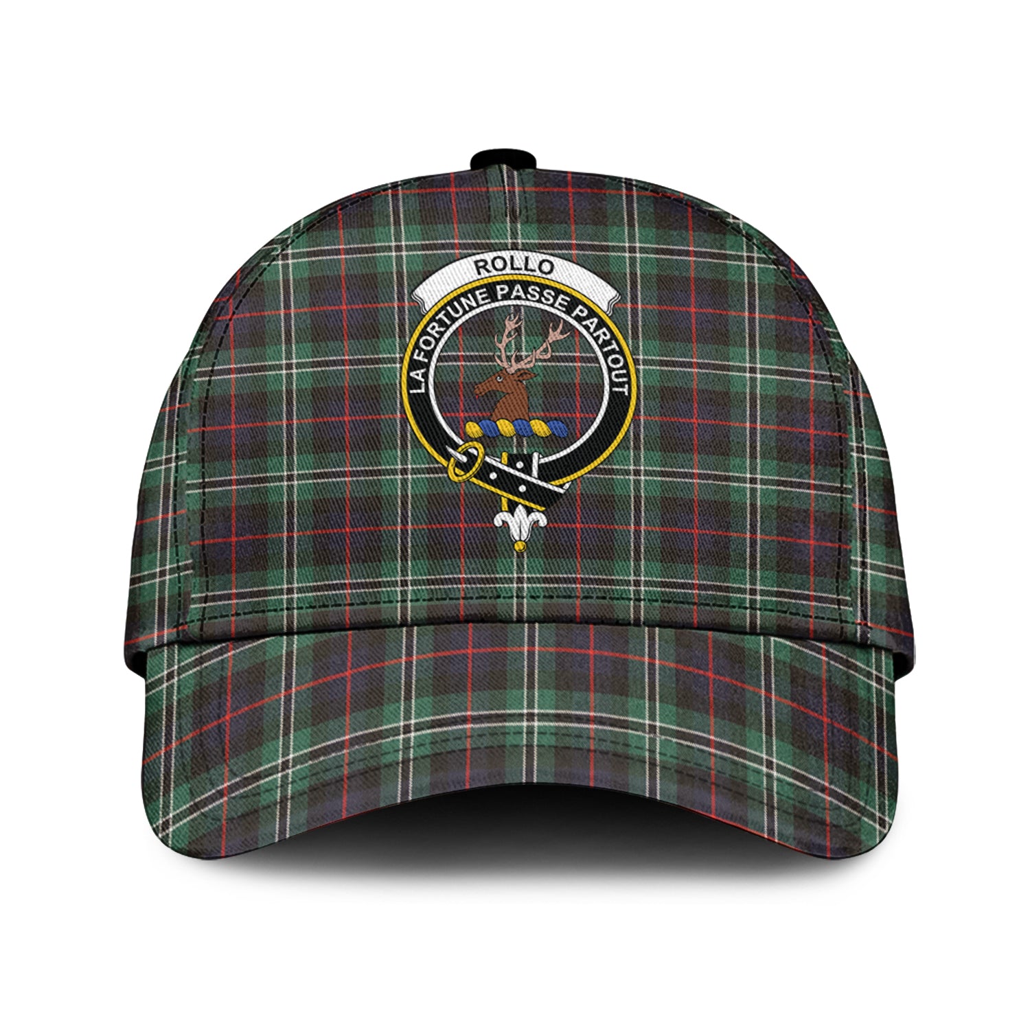 Rollo Hunting Tartan Classic Cap with Family Crest Classic Cap Universal Fit - Tartan Vibes Clothing