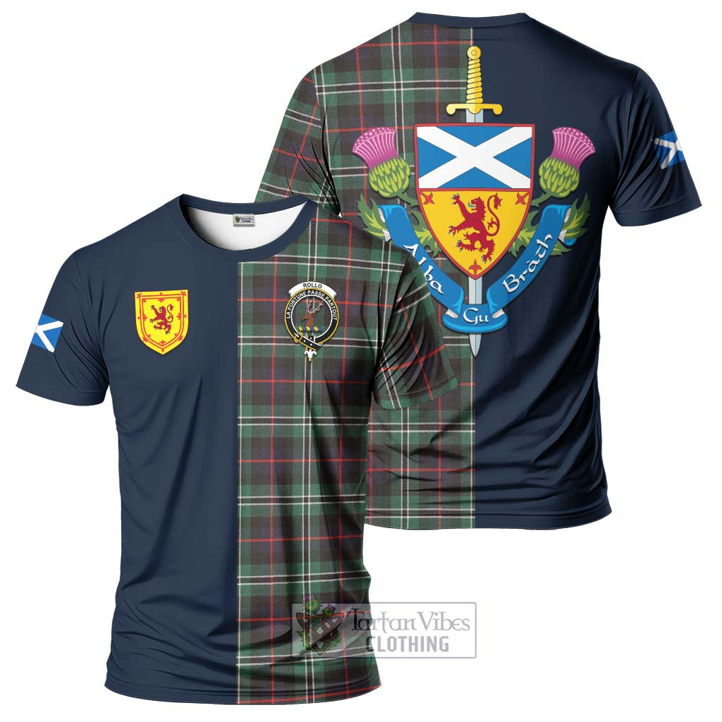 Tartan Vibes Clothing Rollo Hunting Tartan T-Shirt Alba with Scottish Lion Royal Arm Half Style