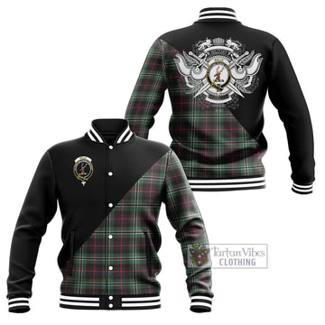 Rollo Hunting Tartan Baseball Jacket with Family Crest and Military Logo Style