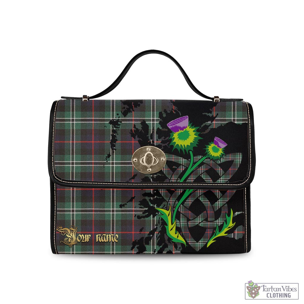 Tartan Vibes Clothing Rollo Hunting Tartan Waterproof Canvas Bag with Scotland Map and Thistle Celtic Accents