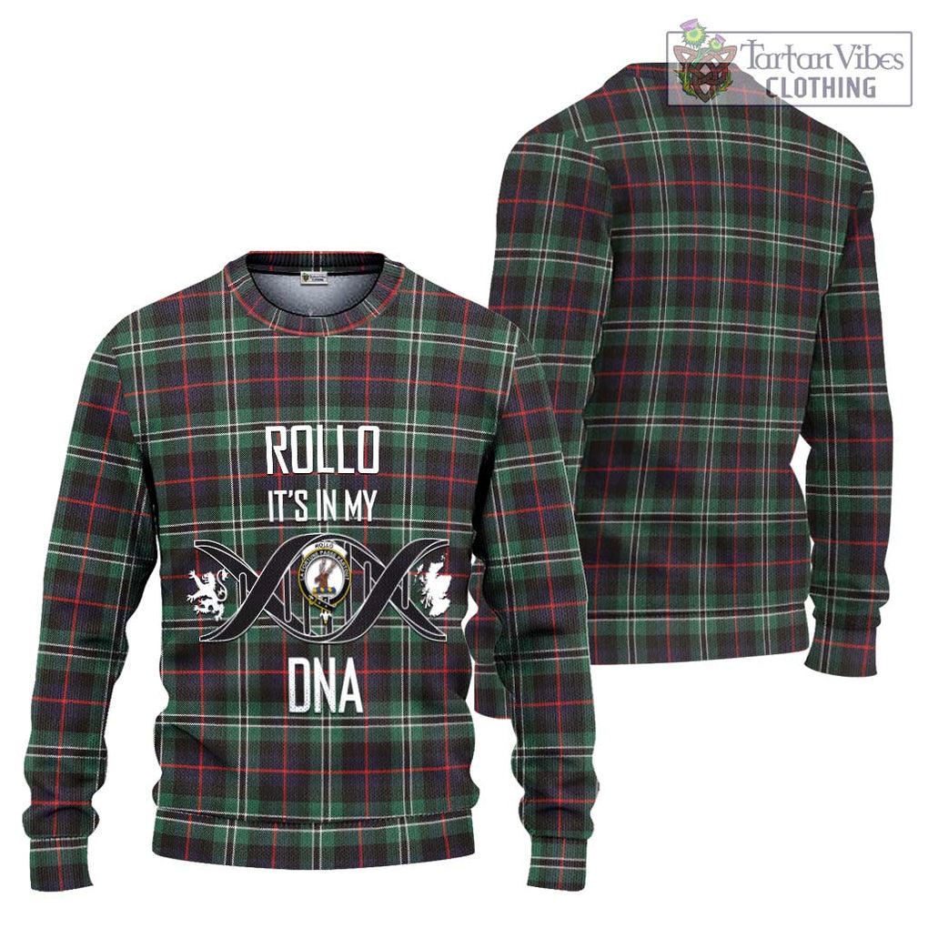 Rollo Hunting Tartan Knitted Sweater with Family Crest DNA In Me Style Unisex - Tartanvibesclothing Shop