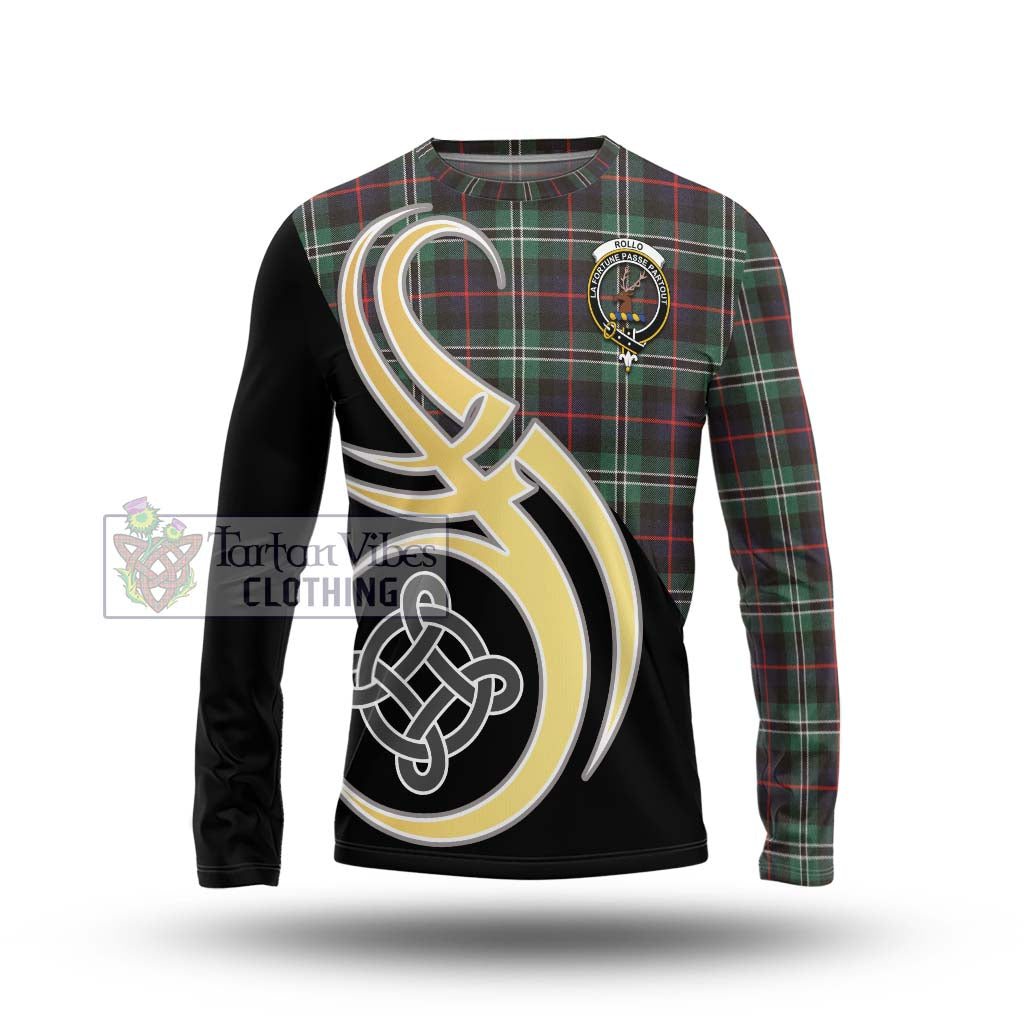 Rollo Hunting Tartan Long Sleeve T-Shirt with Family Crest and Celtic Symbol Style Unisex - Tartan Vibes Clothing