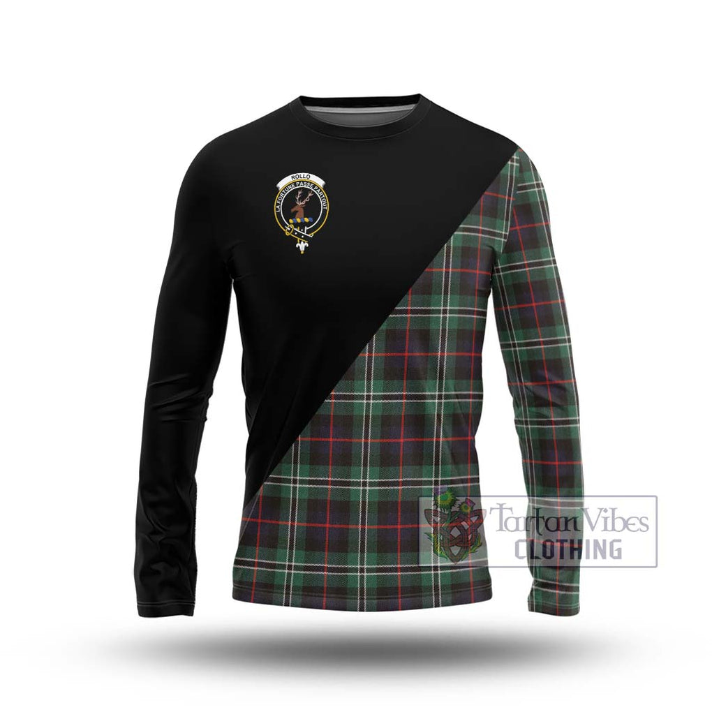 Rollo Hunting Tartan Long Sleeve T-Shirt with Family Crest and Military Logo Style Unisex - Tartanvibesclothing Shop