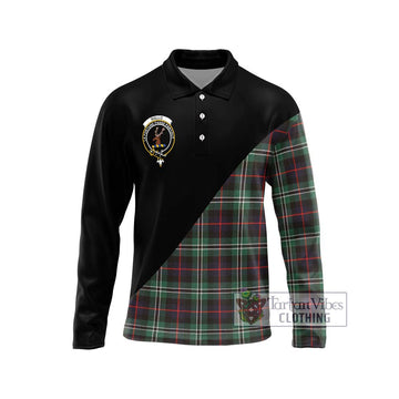 Rollo Hunting Tartan Long Sleeve Polo Shirt with Family Crest and Military Logo Style