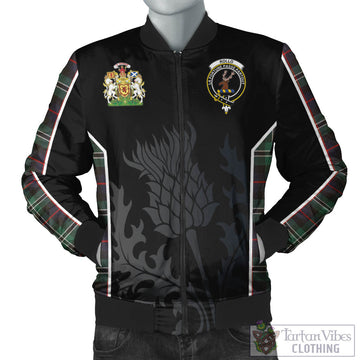 Rollo Hunting Tartan Bomber Jacket with Family Crest and Scottish Thistle Vibes Sport Style