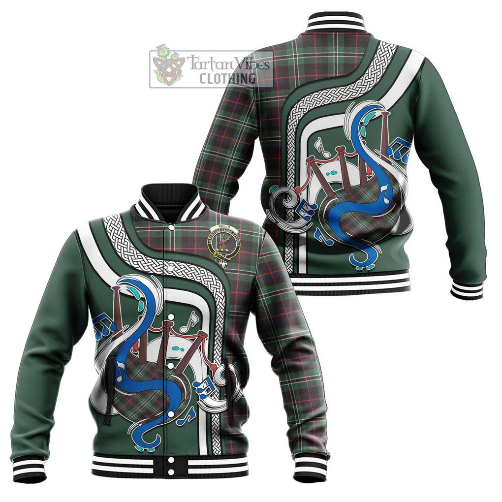 Tartan Vibes Clothing Rollo Hunting Tartan Baseball Jacket with Epic Bagpipe Style