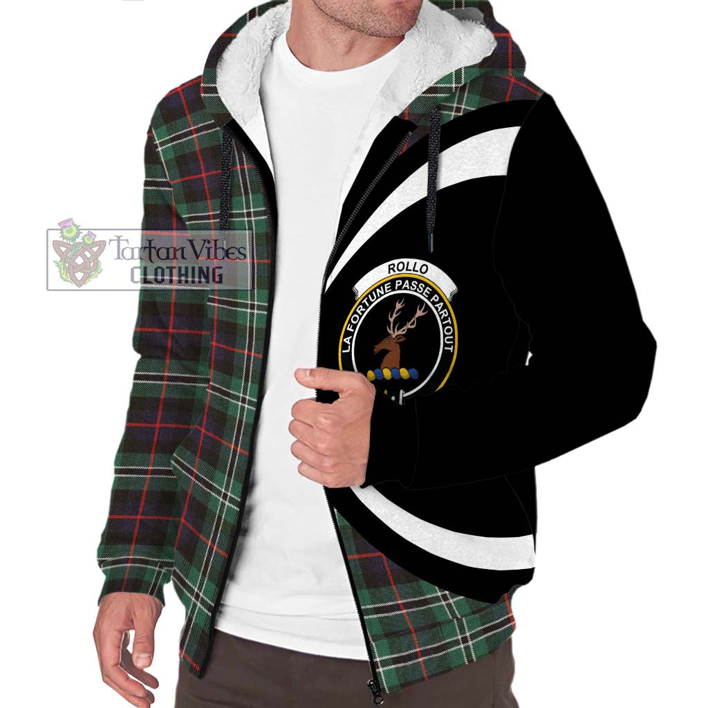 Rollo Hunting Tartan Sherpa Hoodie with Family Crest Circle Style Unisex S - Tartan Vibes Clothing