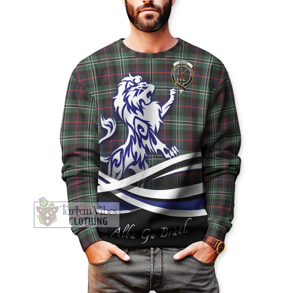 Rollo Hunting Tartan Sweatshirt with Alba Gu Brath Regal Lion Emblem Unisex - Tartanvibesclothing Shop