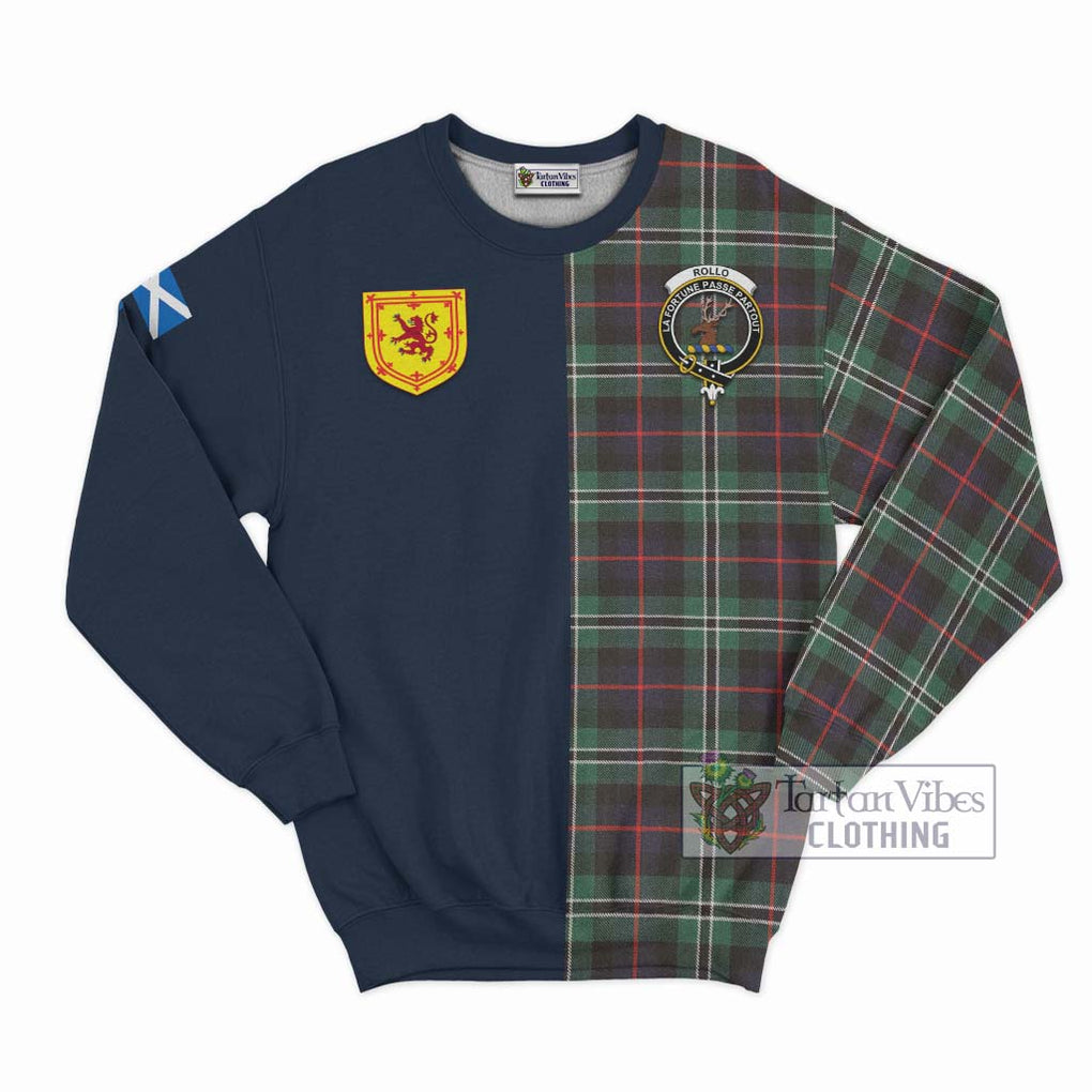 Tartan Vibes Clothing Rollo Hunting Tartan Sweatshirt with Scottish Lion Royal Arm Half Style