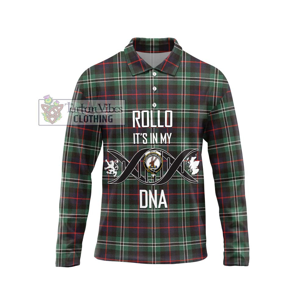 Rollo Hunting Tartan Long Sleeve Polo Shirt with Family Crest DNA In Me Style Unisex - Tartanvibesclothing Shop