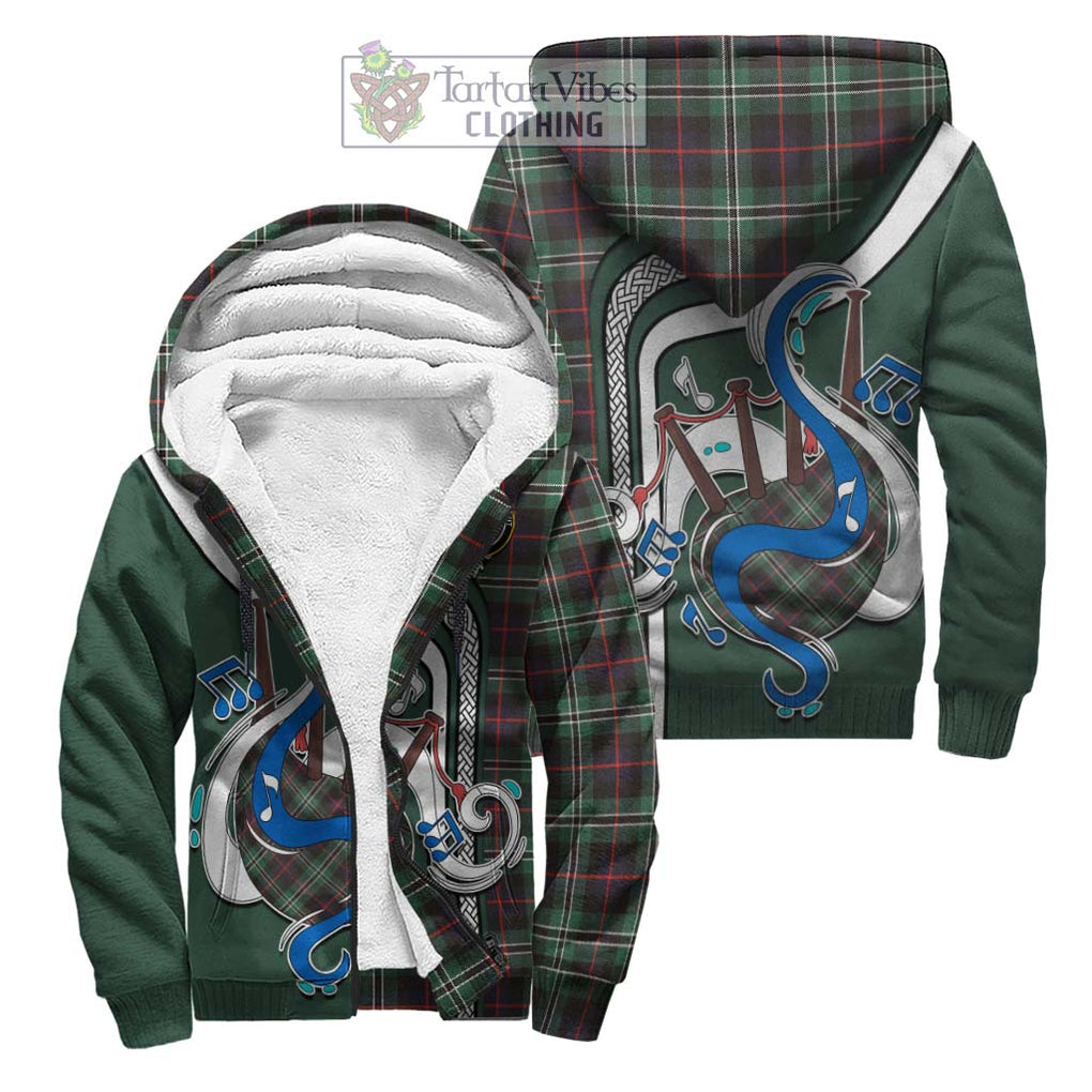 Rollo Hunting Tartan Sherpa Hoodie with Epic Bagpipe Style Unisex S - Tartanvibesclothing Shop